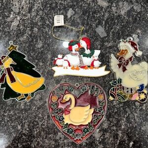 Festive Goose Holiday Ornament Set - Multicolor